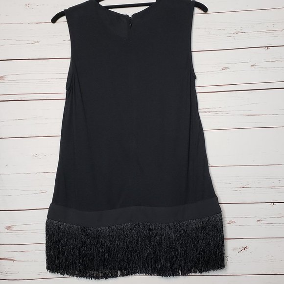 J. Crew Black Sleeveless Tunic with Fringe Hem - Picture 2 of 13